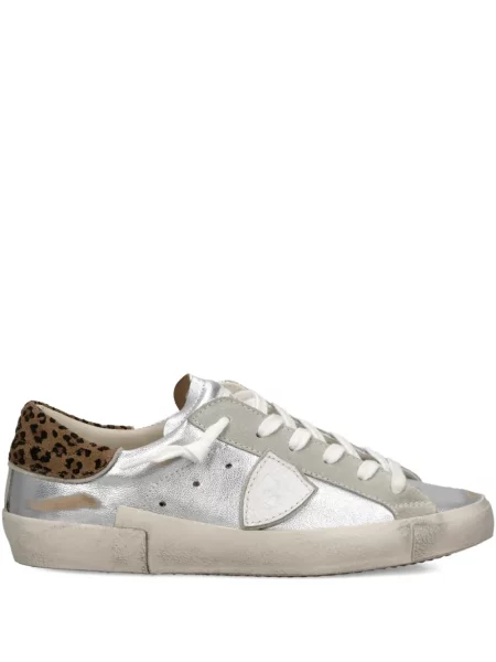 Sneakerși Philippe Model Paris cu imagine cu model leopard argintiu