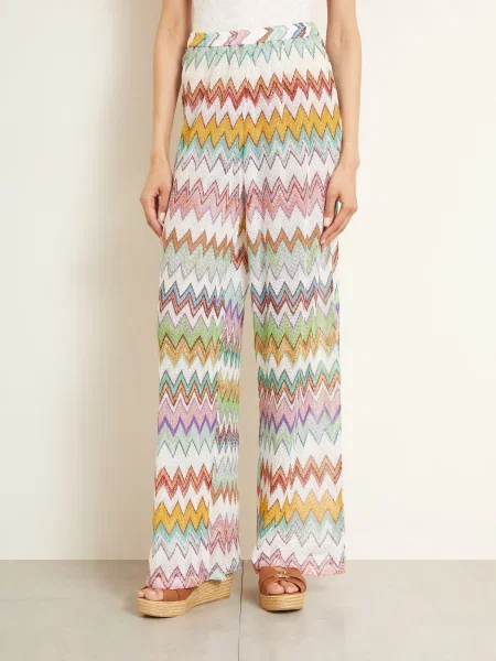 Missoni Spodnie Z Dzianiny Z Brokatową Przędzą rosa białe