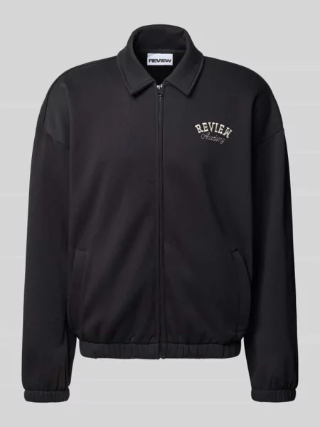 Bluza rozpinana z wykładanym kołnierzem i wpuszczanymi Review czarna