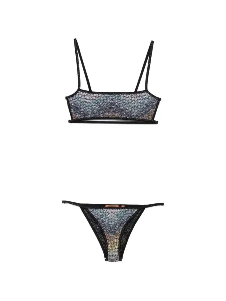 Bikini Missoni cu paiete tricotate albastru
