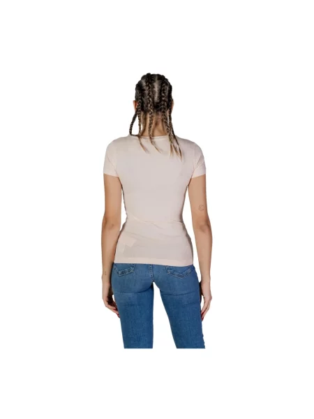 Kryształ górski koszulka Guess z dekoltem w serek z krótkim rękawem biała