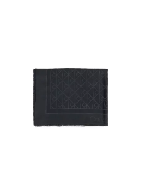 Calvin Klein Šál Emblem Aop Glossy Tonal Scarf čierna