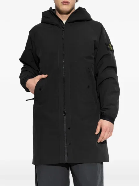Kaput Stone Island s kapuljačom kamenje crna
