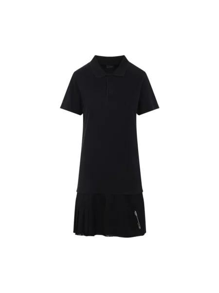 Lniana sukienka Balenciaga z logo czarna