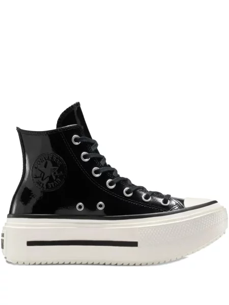 Sneakerși Converse din piele cu platformă negru