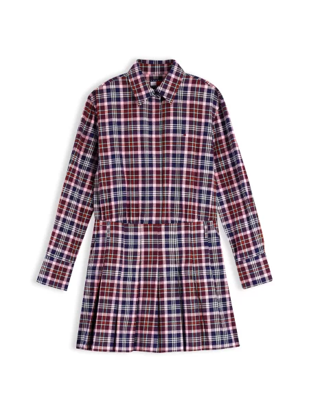 Tommy Jeans Rochie tip bluză crem / bleumarin / roz pal / cranberry roșu