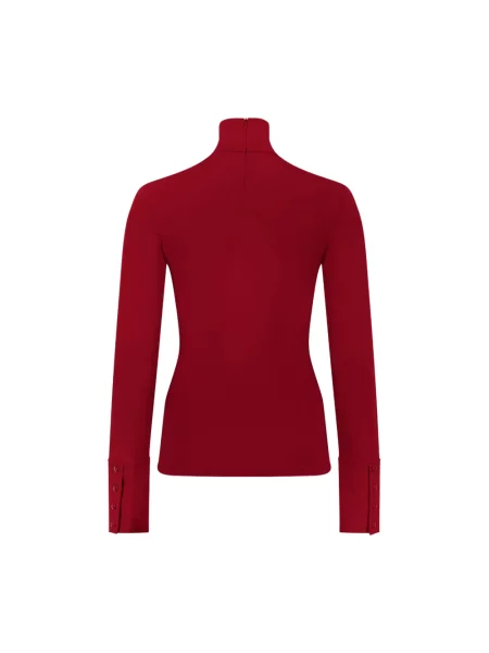 Lniany sweter z golfem Courreges czerwony