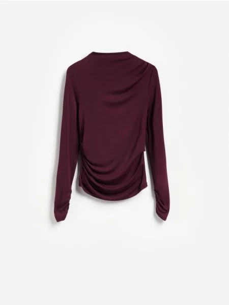 Reserved Tricou cu mânecă lungă cu conținut ridicat de modal maro