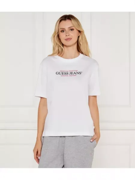 GUESS JEANS Tricou sângeriu / negru alb