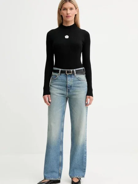 Kenzo sweter lekki z półgolfem czarny