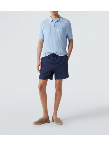 Pletená polokošeľa Polo Ralph Lauren modrá