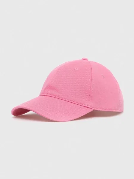 Шапка с козирка Lacoste с изчистен дизайн розово