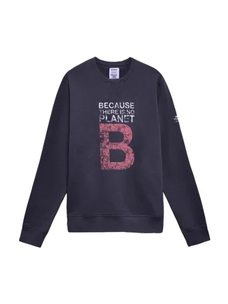 Bluza Ecoalf z nadrukiem z długim rękawem niebieska