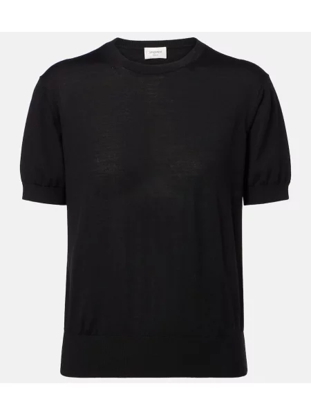 Top Saint Laurent de lână negru