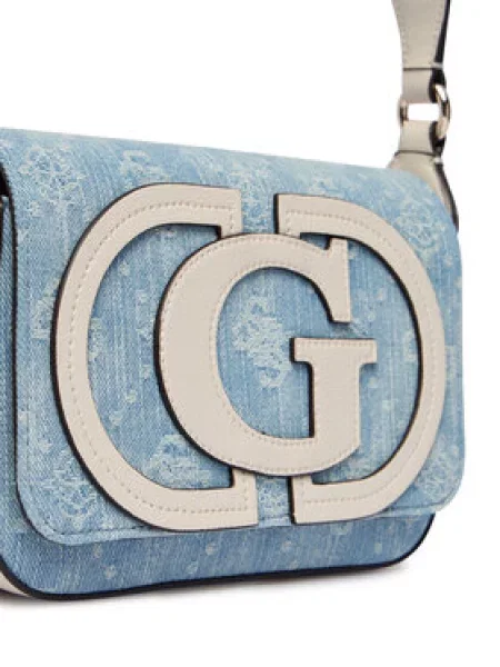 GUESS Torba za na rame Ruby bež / traper plavi