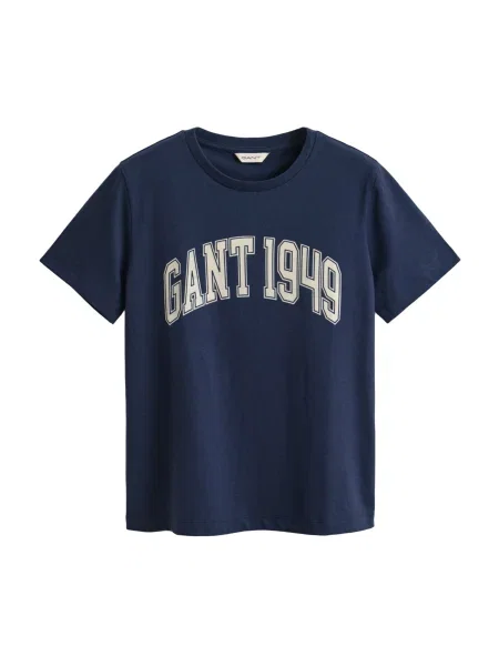 GANT Tricou crem / marin albastru