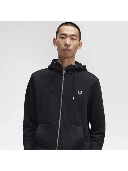 Mikina na zips Fred Perry s kapucňou čierna