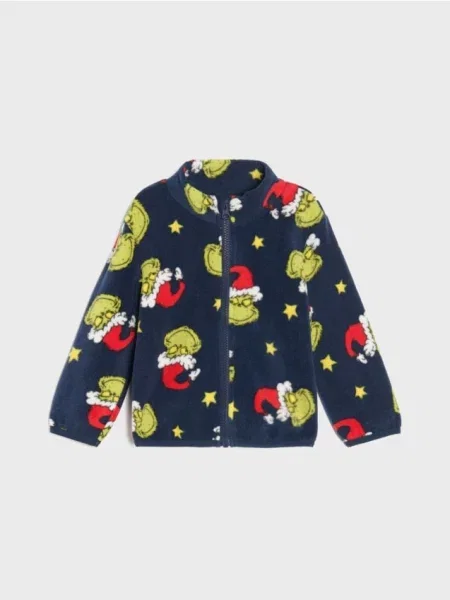 Sinsay Fleecová mikina s stojáčkem Grinch námořnická modrá