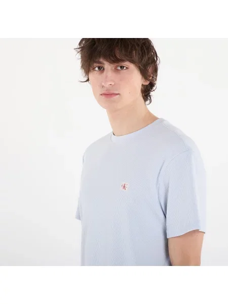 T-shirt Calvin Klein Jeans Ss Waffle Badge Crew Tee Blue L niebieska