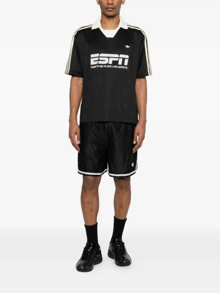 Hanorac cu glugă Adidas cu dungi cu imagine din jacard negru
