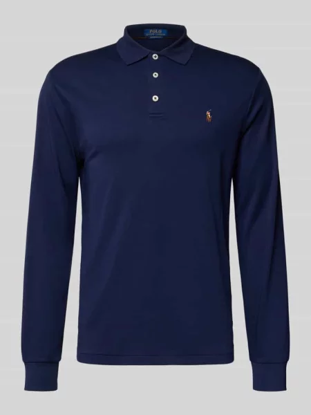 Polo Ralph Lauren koszulka polo z długim rękawem Mężczyźni niebieski jednolity L granatowa