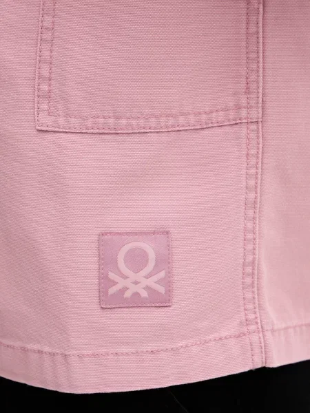 Джинсова сорочка United Colors of Benetton regular класичний комір рожевий