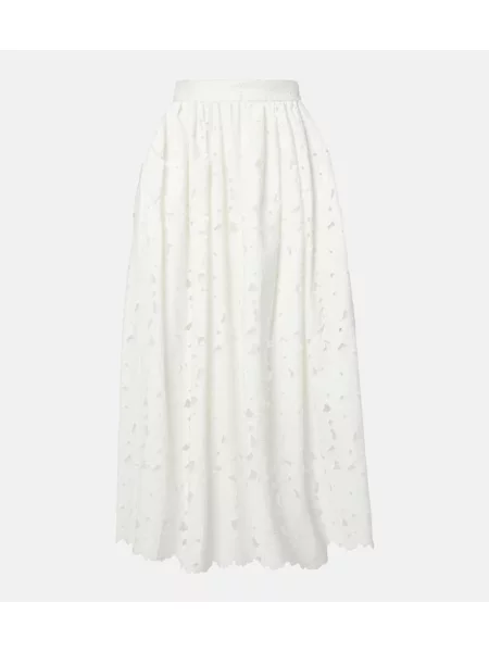 Fustă midi Erdem până la genunchi alb