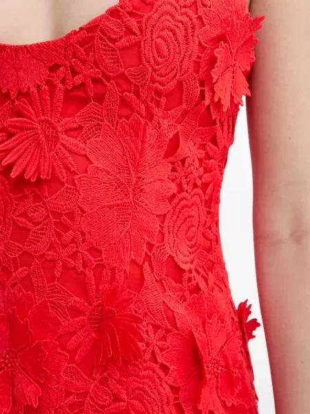 Rochie midi Bardot până la genunchi de costum roșu
