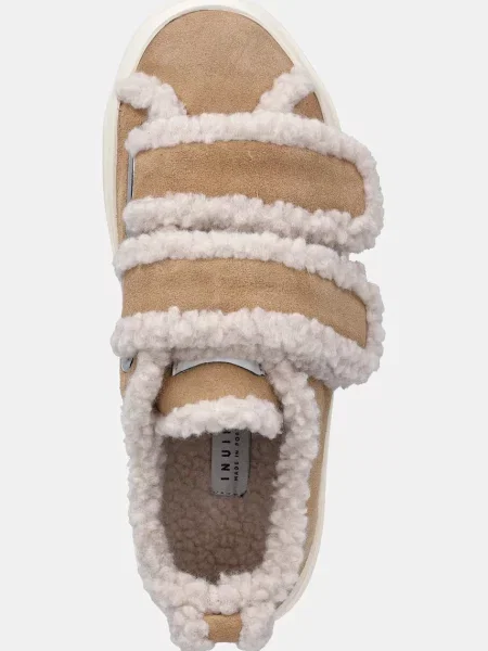 Замшевые кроссовки Inuikii на липучках бежевые