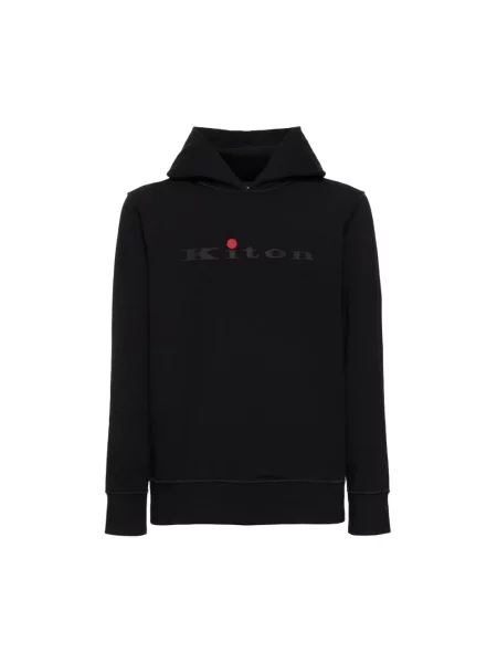 Bluza z kapturem Kiton z kapturem z nadrukiem czarna