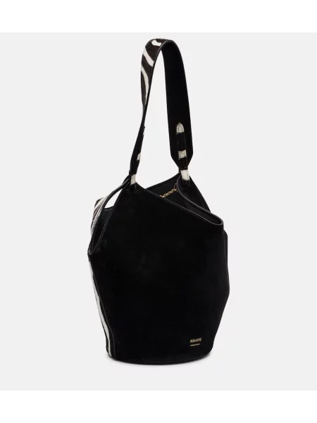 Geantă Khaite din piele de căprioară negru