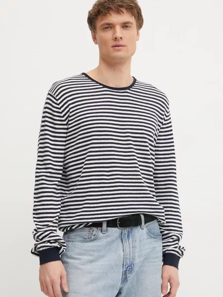 Pepe Jeans pulover din amestec de in LAYNE STRIPES barbati marin light albastru