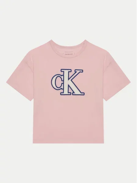 Calvin Klein Jeans Marškinėliai Boxy Fit rožinė