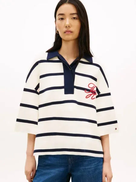 TOMMY HILFIGER Pulover / bleumarin / roșu bej