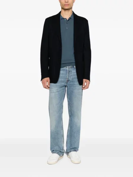 Lung tricou polo Canali albastru