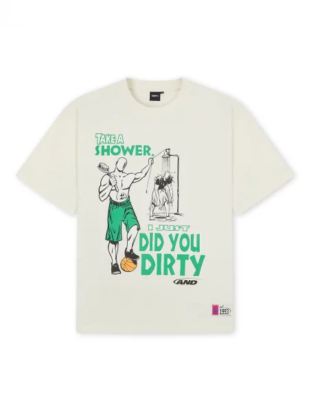 Tričko Did You Dirty Trash Talk béžová / zelená čierna