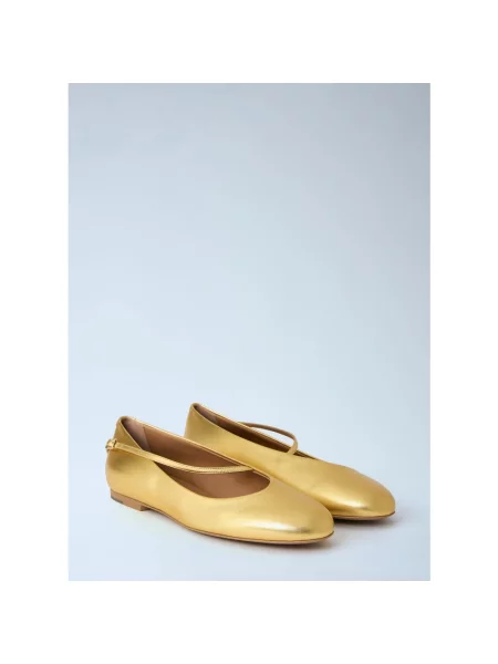 Balerinki Jil Sander skórzane żółte