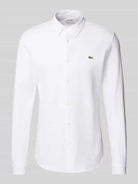 Koszula casualowa o kroju slim fit z fakturą Lacoste biała