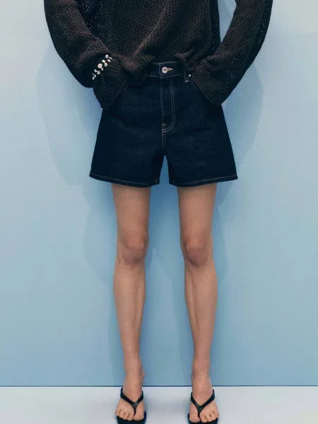 Шорти джинсові MANGO темно-синій сині