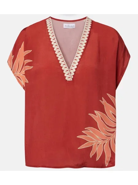 Top Velvet cu broderie de catifea portocaliu