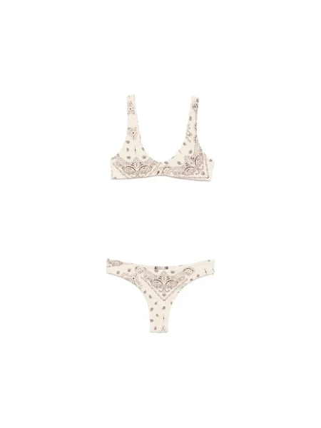 Bikini Venuja z nadrukiem z wzorem paisley ze spandexu beżowe