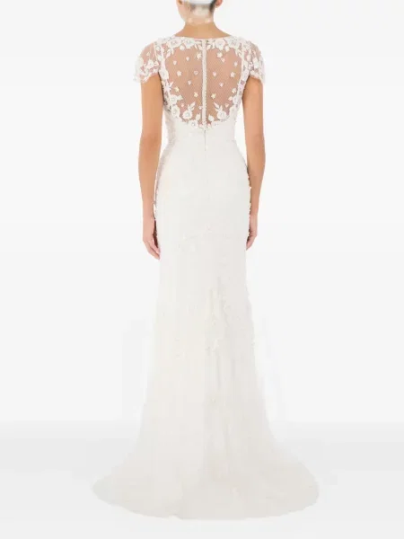 Gėlėtas nėriniuotas kostiumas maxi suknele Jenny Packham balta