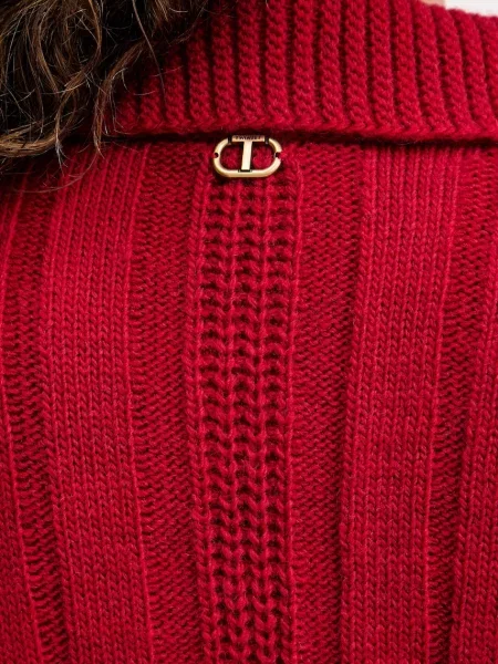 Светр з вовною Twinset теплий гольф червоний