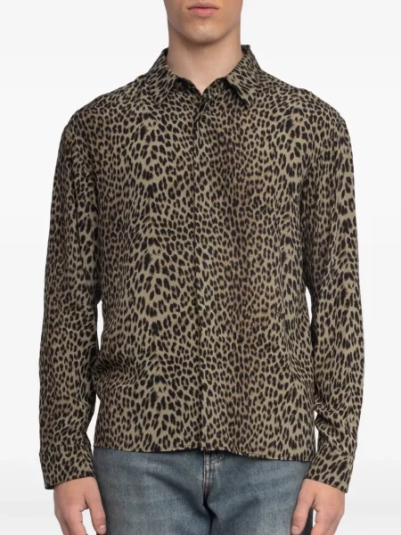 Риза Zadig&voltaire с принт с леопардов принт кафяво