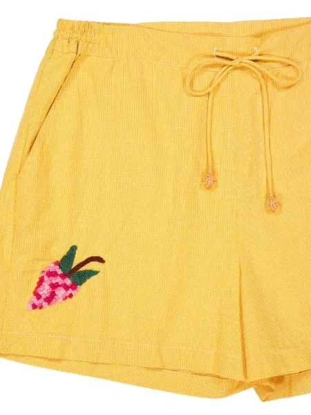 Pantaloni scurți Baziszt cu broderie portocaliu