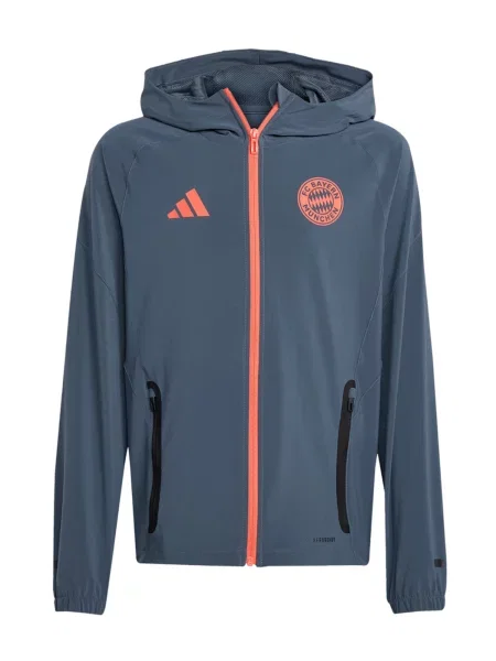 FC BAYERN MÜNCHEN Sportovní bunda Away grafitová / svítivě oranžová černá
