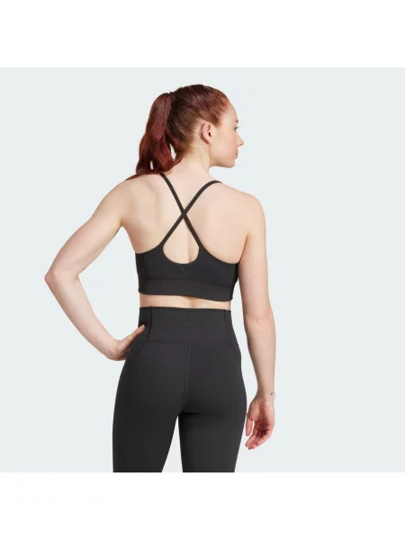 Podprsenka adidas All Me Light Support Rib Bra Long Line Bra černá