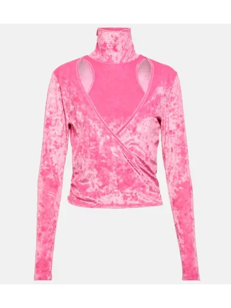 Top Ganni de catifea roz