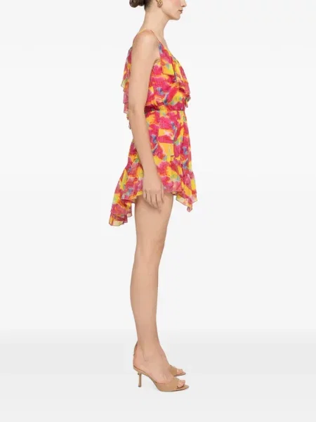 Rochie mini Nissa de mătase cu spatele deschis roz