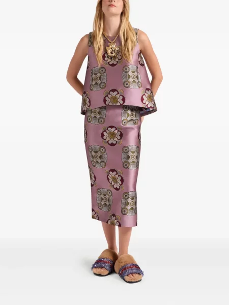 Top La Doublej fără mâneci cu model floral cu imagine roz